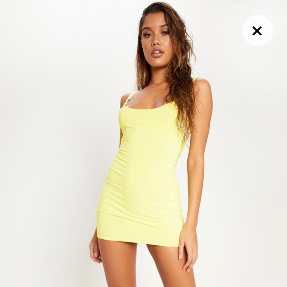 Pretty Little Thing Neon Yellow Mini Dress NWT